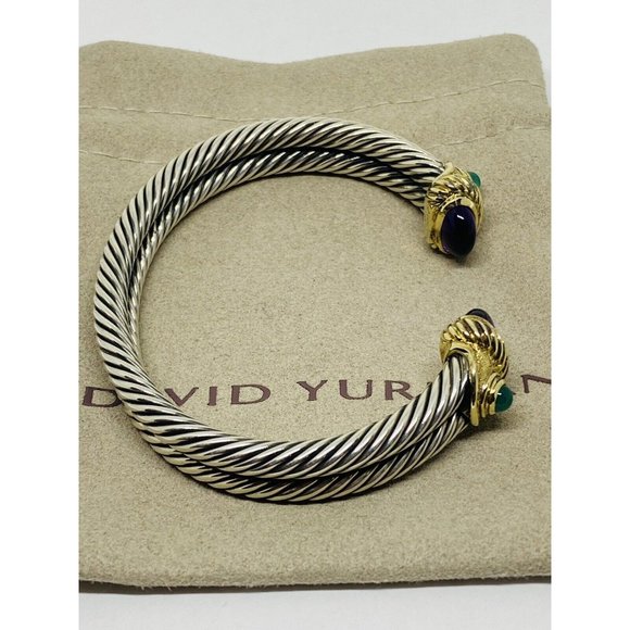 David Yurman Renaissance Double Cable Cabochon Amethyst & Green Onyx 14k 18K 925 - Picture 12 of 12